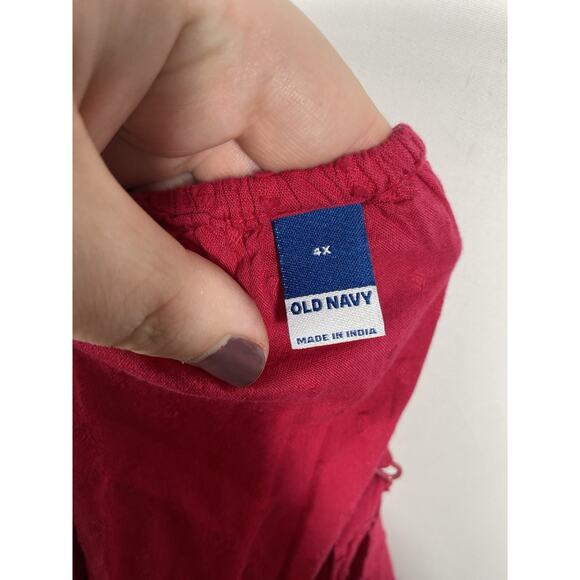 Old Navy Dress Sz 4X Hot Pink Tiered Swiss Dot Knee Length Barbiecore Soft Girl - Picture 7 of 11